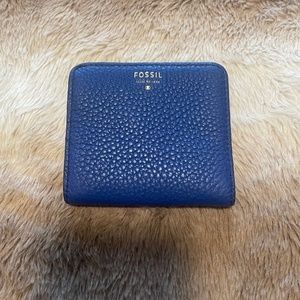 Cobalt Blue Fossil Sydney Bifold Leather Wallet